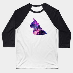 Cat and city double exposure effect Baseball T-Shirt